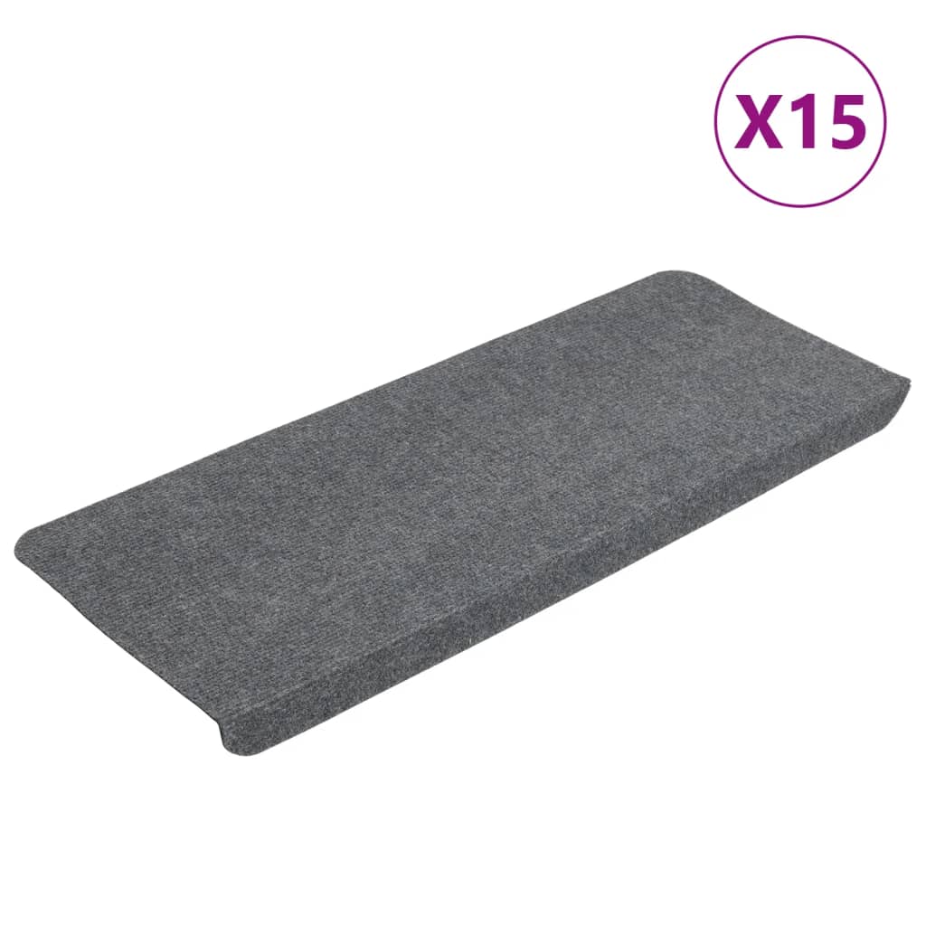 Stair Mats Self-adhesive 15 pcs 65x24.5x3.5 cm Grey