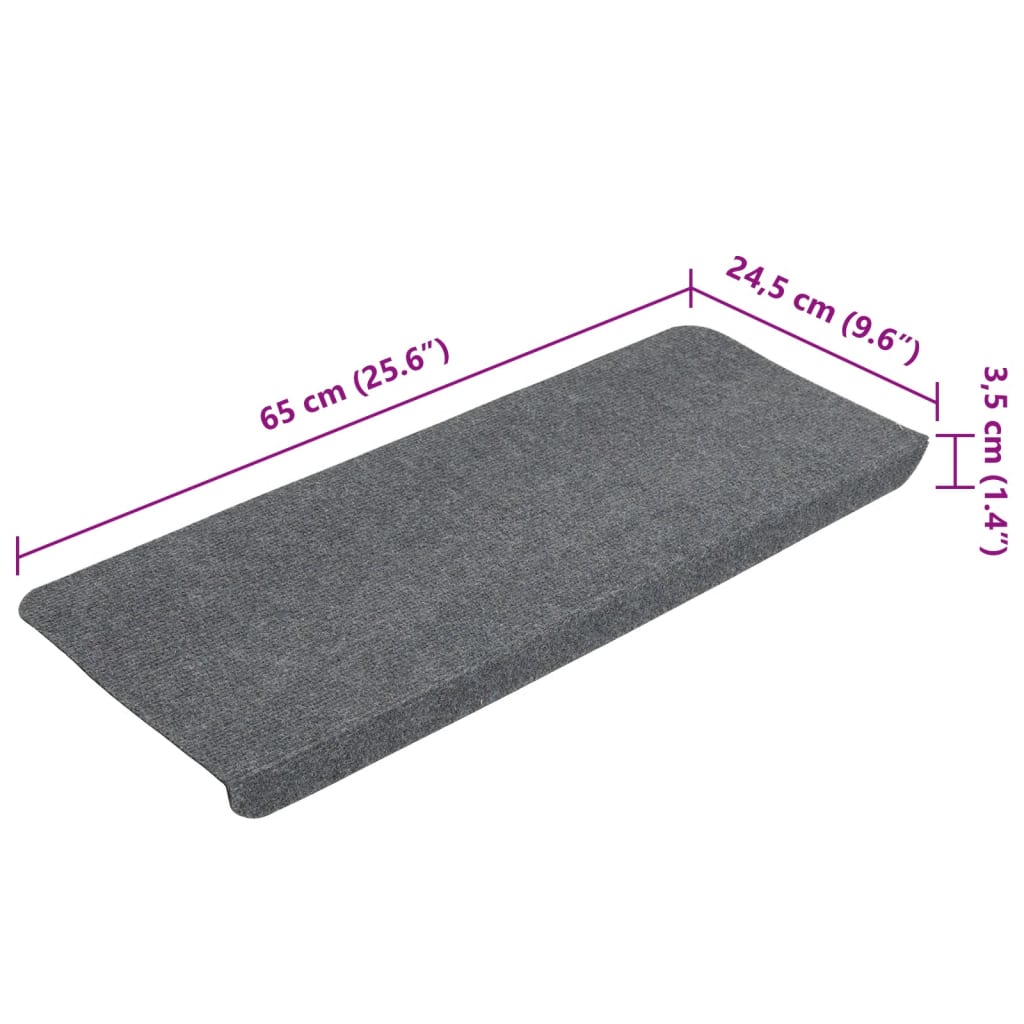 Stair Mats Self-adhesive 15 pcs 65x24.5x3.5 cm Grey