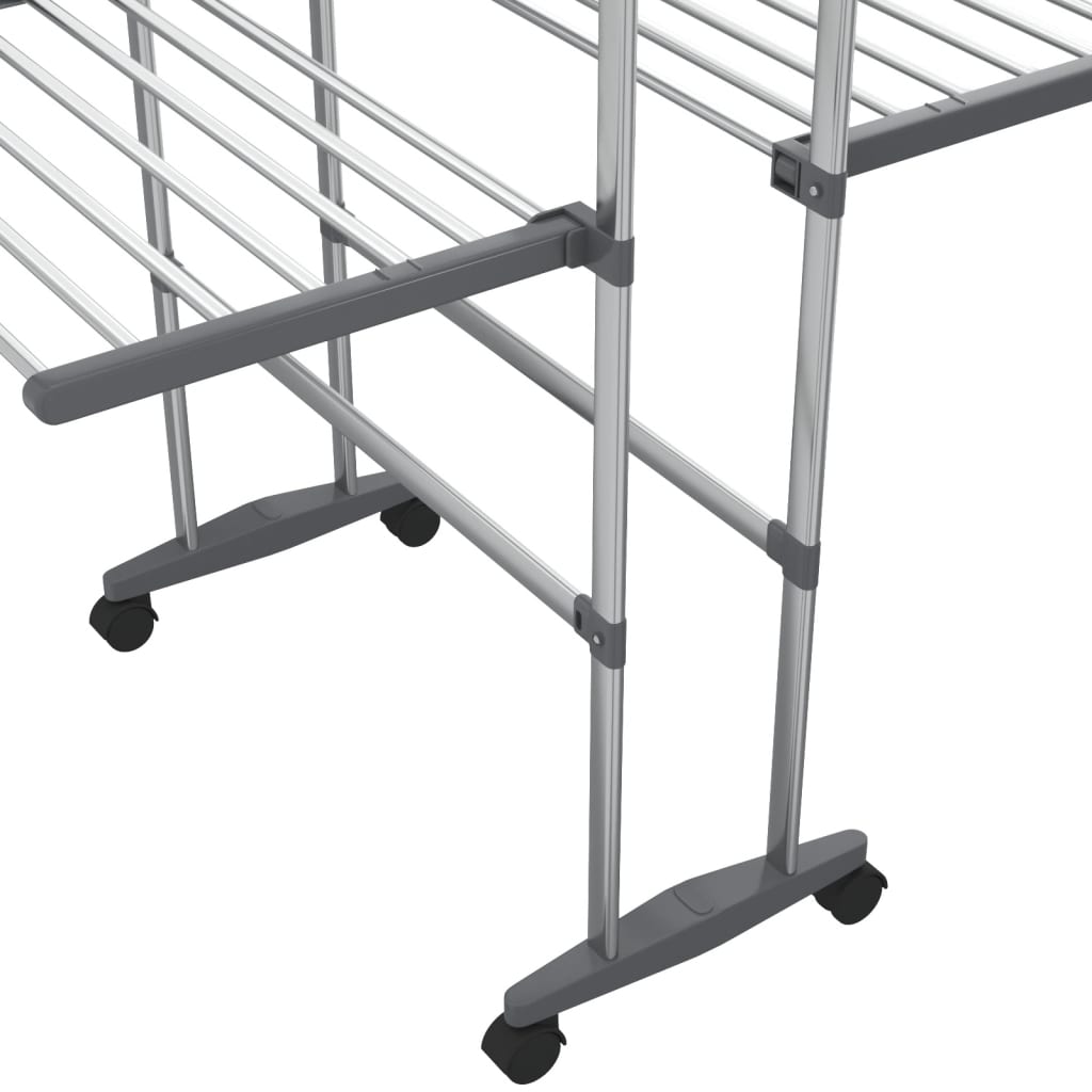 3-Tier Laundry Drying Rack with Wheels Silver 60x70x129 cm