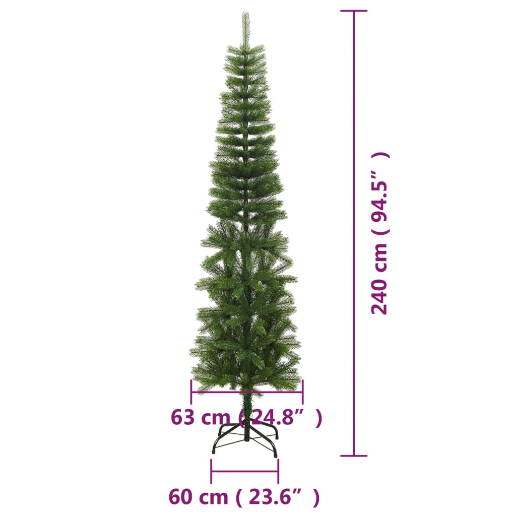 Artificial Slim Christmas Tree with Stand 240 cm PE