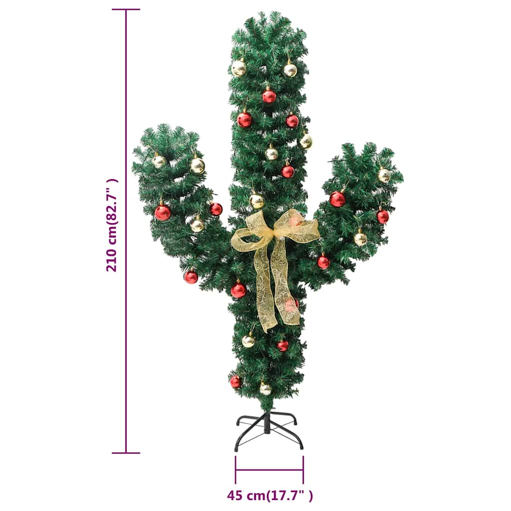 Christmas Cactus with Stand and LED Green 210 cm PVC