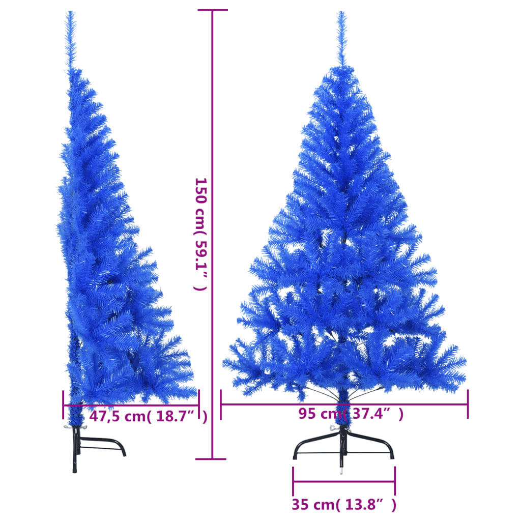 Artificial Half Christmas Tree with Stand Blue 150 cm PVC