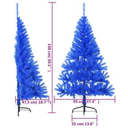 Artificial Half Christmas Tree with Stand Blue 150 cm PVC