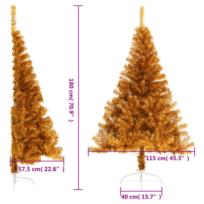 Artificial Half Christmas Tree with Stand Gold 180 cm PET