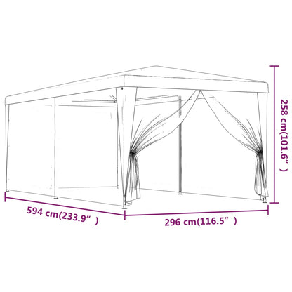 Party Tent with 6 Mesh Sidewalls Blue 3x6 m HDPE