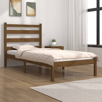 Bed Frame Honey Brown Solid Wood Pine 100x200 cm