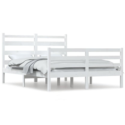 Bed Frame Solid Wood Pine 140x200 cm White