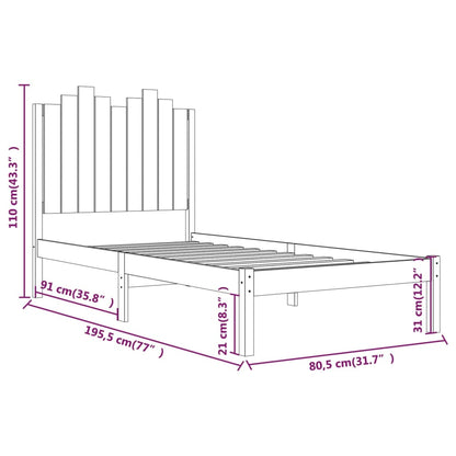 Bed Frame Solid Wood Pine 75x190 cm Small Single