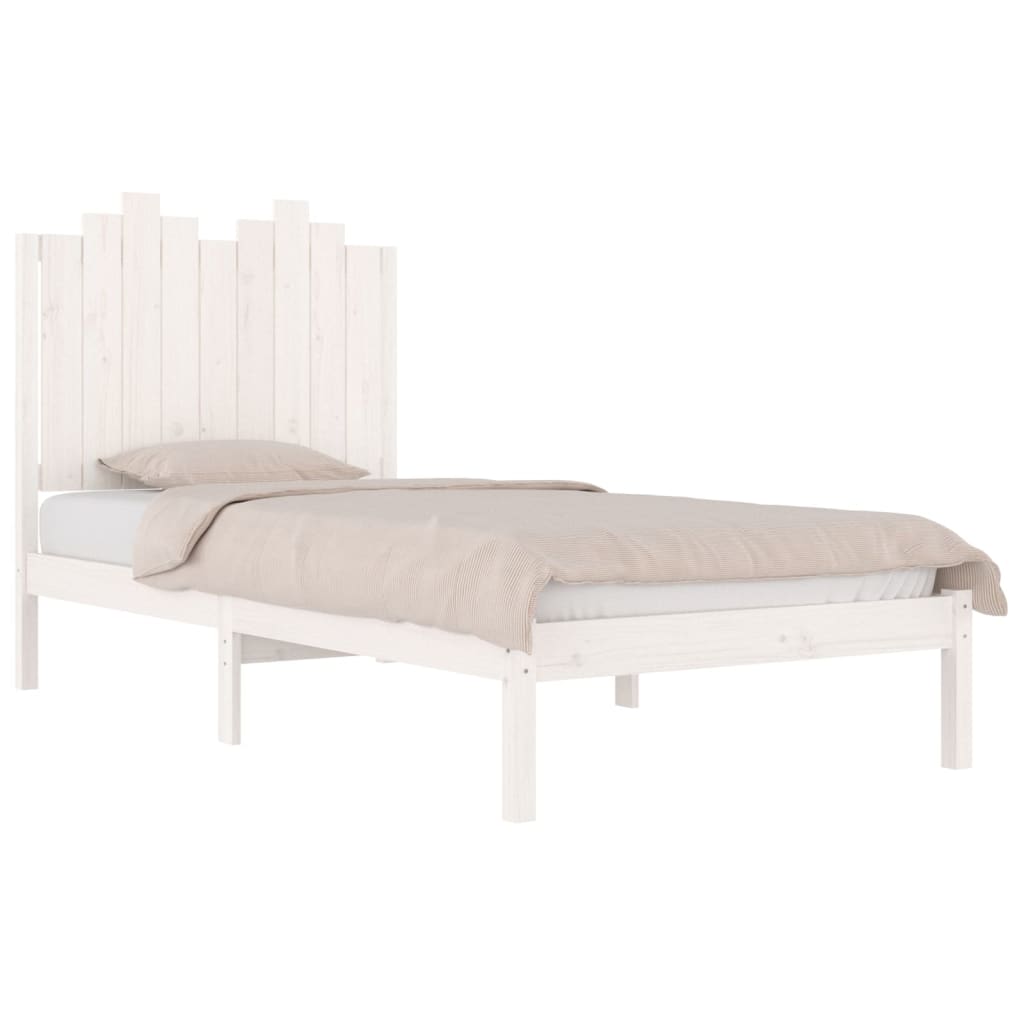 Bed Frame without Mattress White Solid Wood Small Single