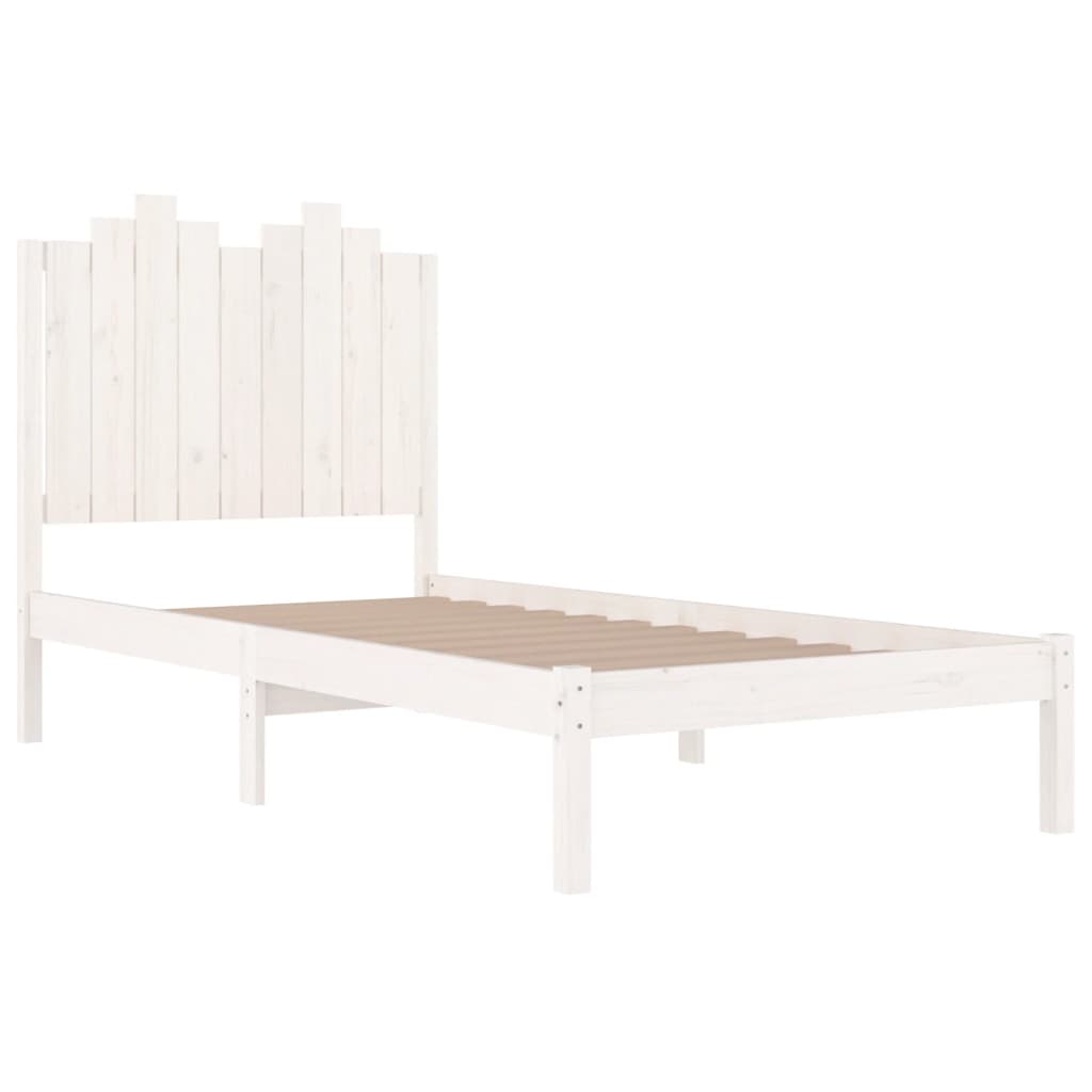 Bed Frame without Mattress White Solid Wood Small Single