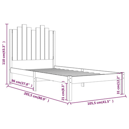 3103769 vidaXL Bed Frame without Mattress White Solid Wood 100x200 cm (810008+818456)