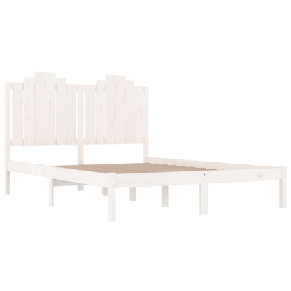 Bed Frame without Mattress White Solid Wood Pine King Size