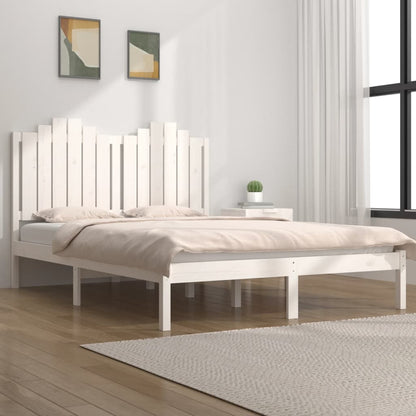 Bed Frame without Mattress White Solid Wood Pine King Size