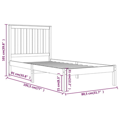 Bed Frame without Mattress Solid Wood Small Single