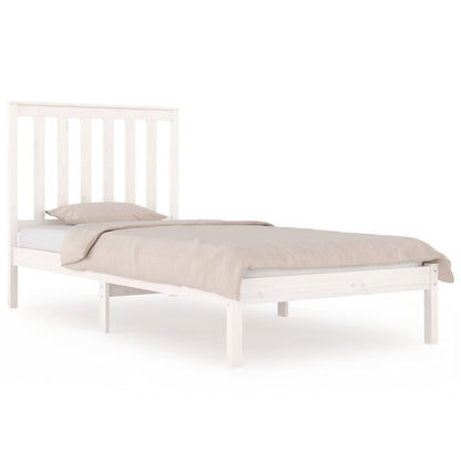 Bed Frame without Mattress White Solid Wood Small Single