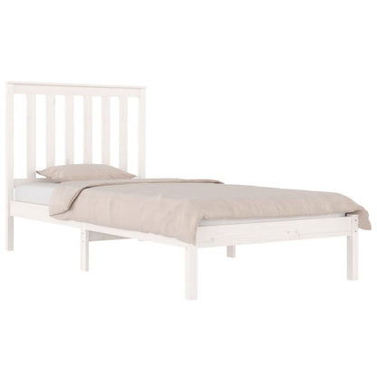 Bed Frame without Mattress White Solid Wood Small Single