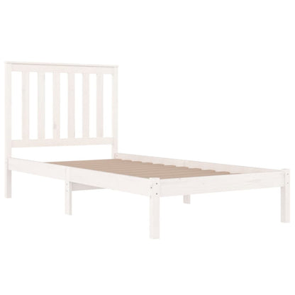 Bed Frame without Mattress White Solid Wood Small Single