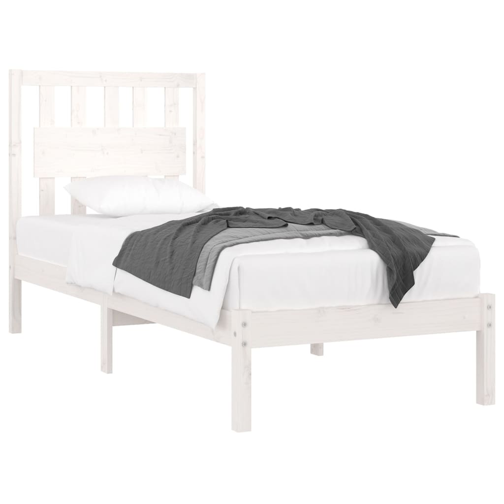 3103924 vidaXL Bed Frame without Mattress White Solid Wood 100x200 cm (810008+818556)