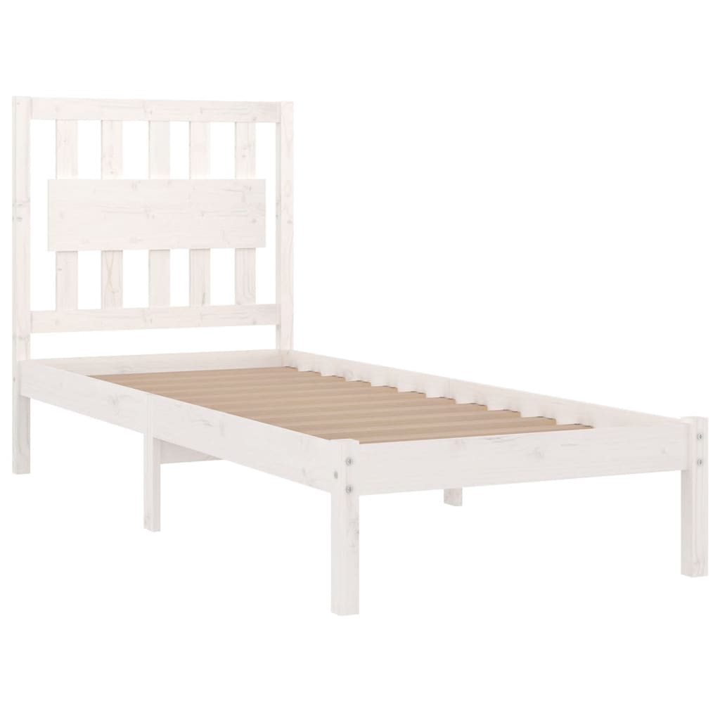 3103924 vidaXL Bed Frame without Mattress White Solid Wood 100x200 cm (810008+818556)