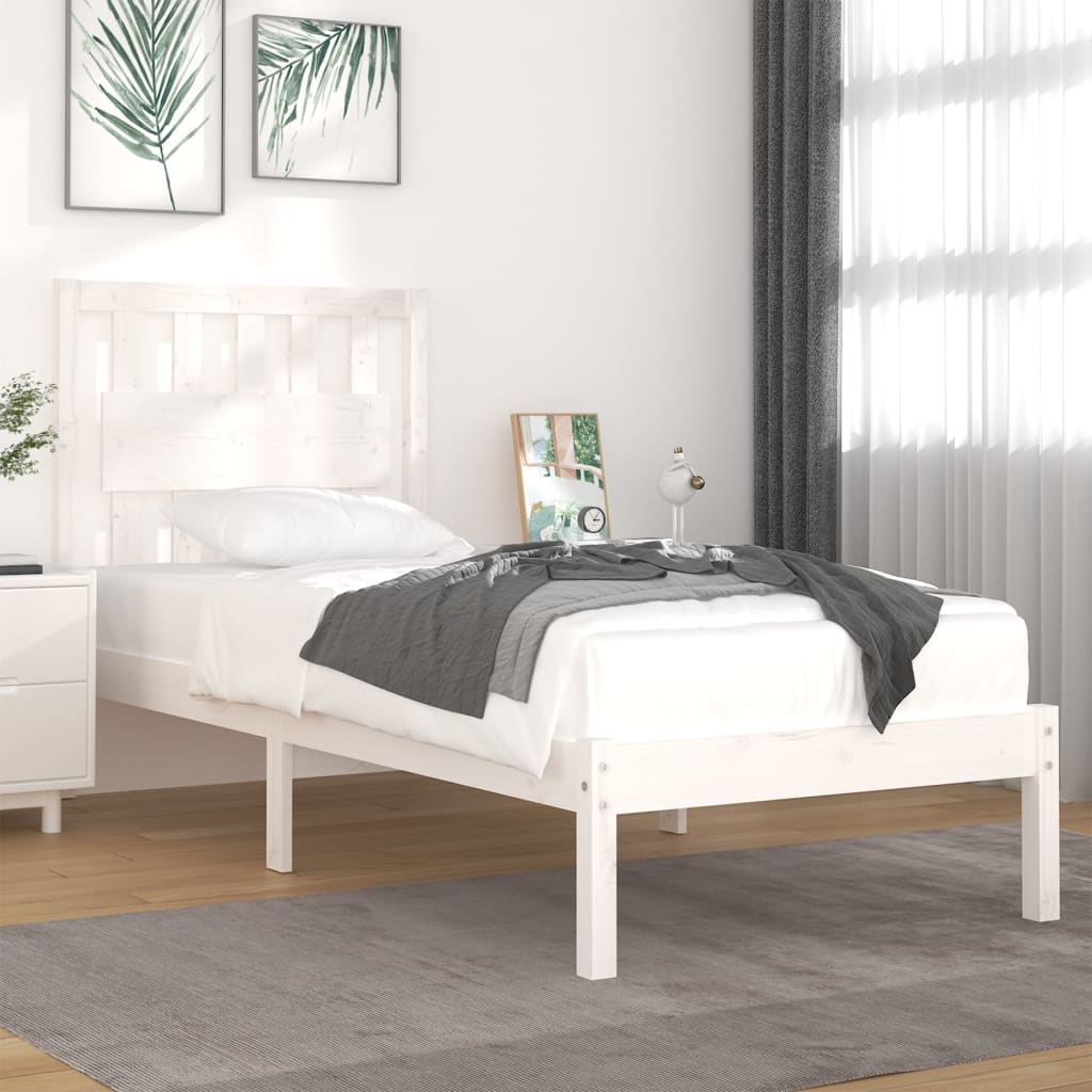 3103924 vidaXL Bed Frame without Mattress White Solid Wood 100x200 cm (810008+818556)