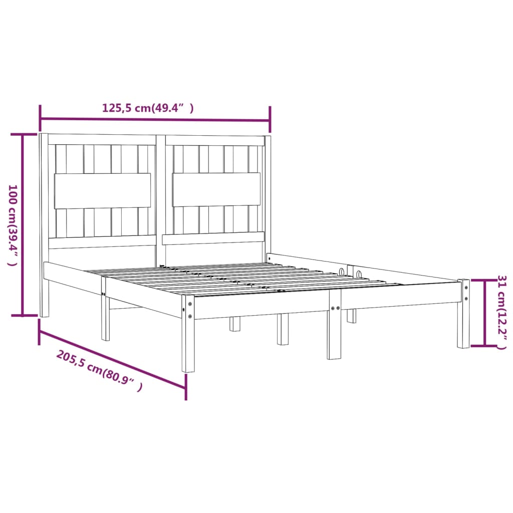 Bed Frame Solid Wood Pine 120x200 cm