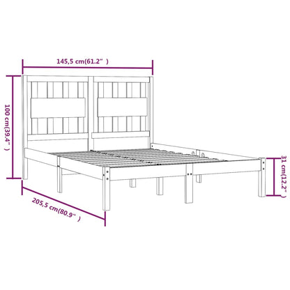 Bed Frame Black Solid Wood Pine 140x200 cm