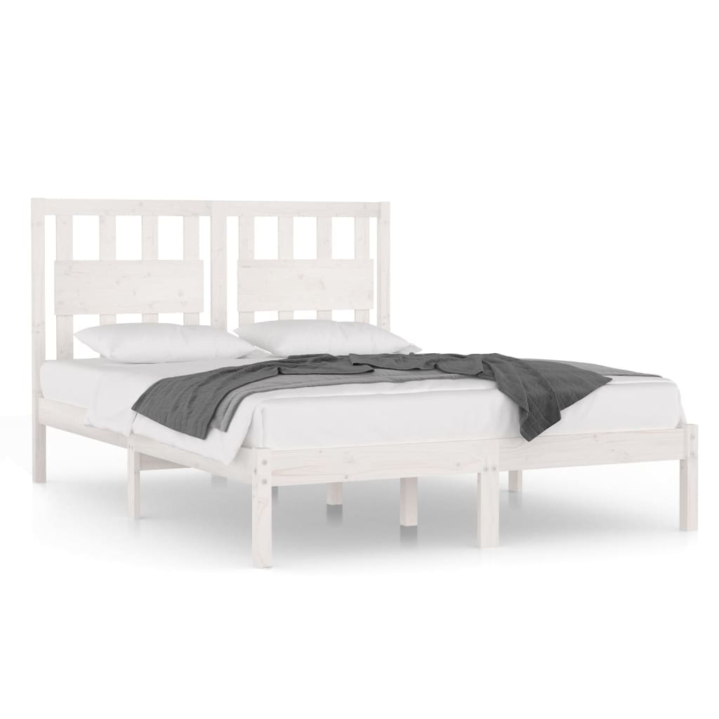 Bed Frame White Solid Wood Pine 160x200 cm