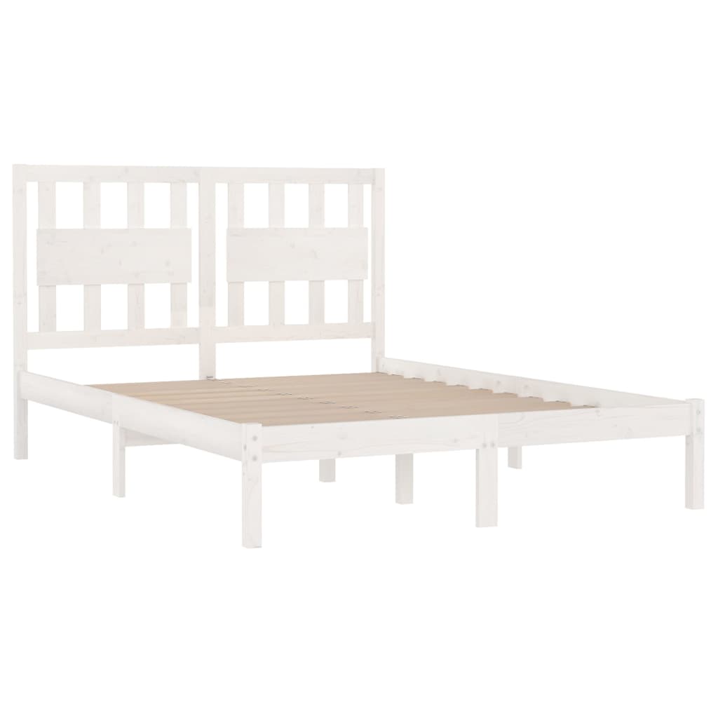 Bed Frame White Solid Wood Pine 160x200 cm