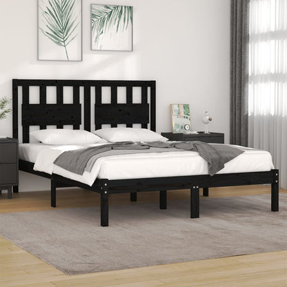 Bed Frame without Mattress Black Solid Wood Super King