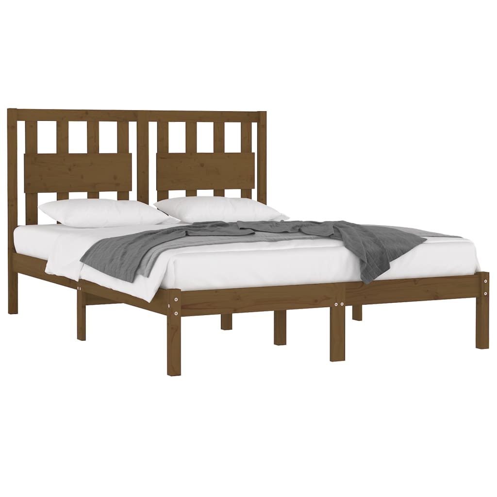 3103956 vidaXL Bed Frame without Mattress Honey Brown Solid Wood 200x200 cm (810040+818593)