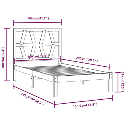 3103988 vidaXL Bed Frame without Mattress Solid Wood 100x200 cm (810007+818605)