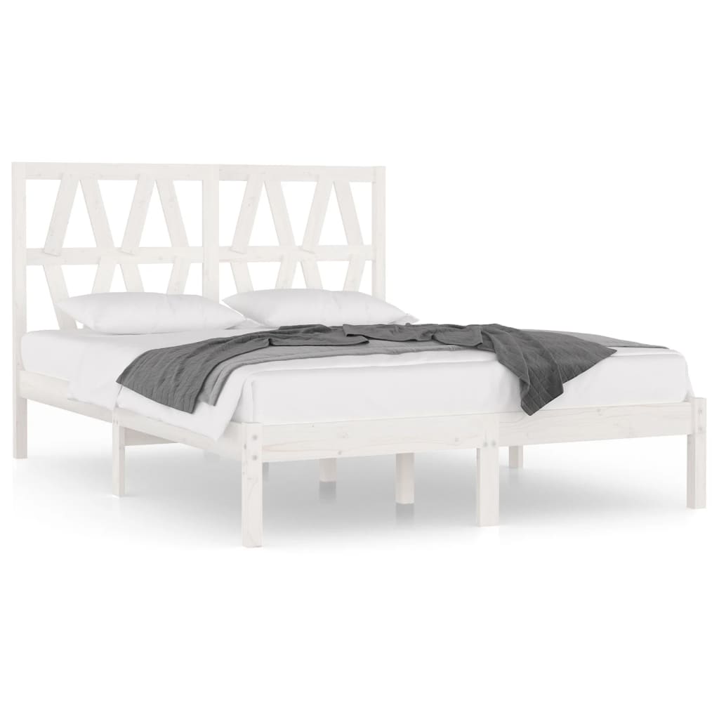 Bed Frame White Solid Wood Pine 120x200 cm