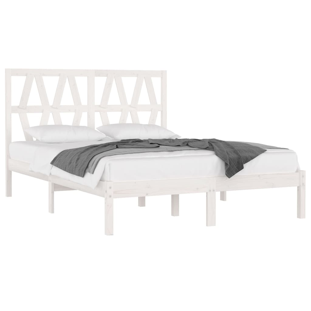 Bed Frame White Solid Wood Pine 120x200 cm