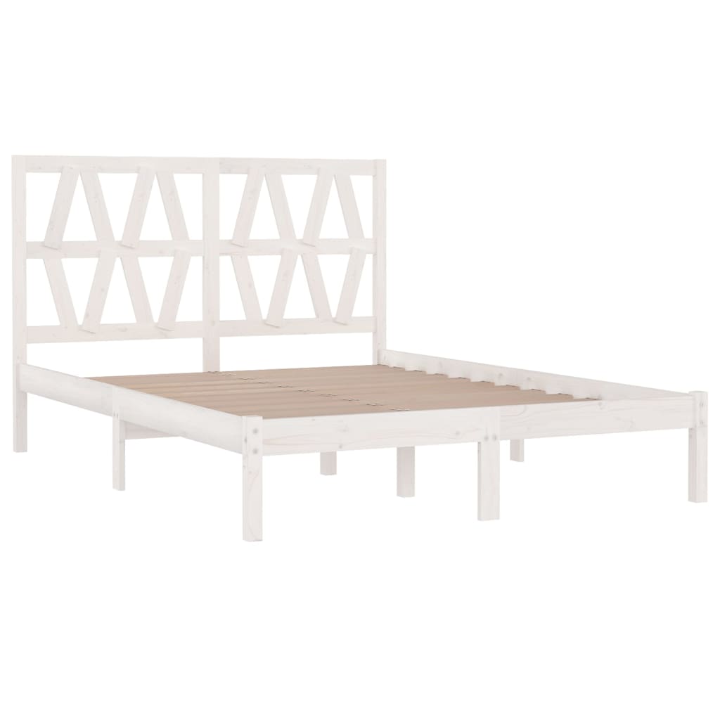 Bed Frame White Solid Wood Pine 120x200 cm