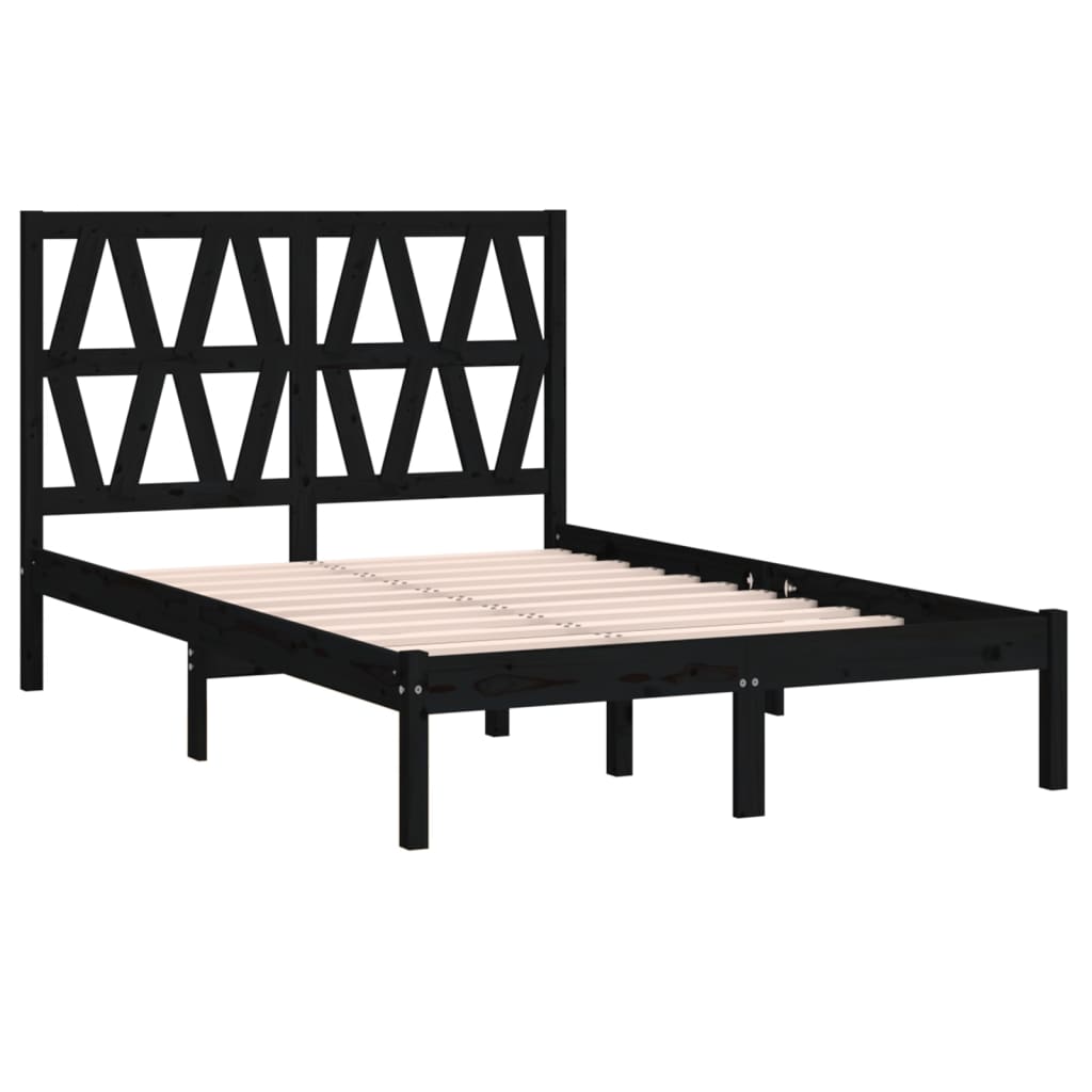 3103997 vidaXL Bed Frame without Mattress Black Solid Wood 120x200 cm (810016+818614)