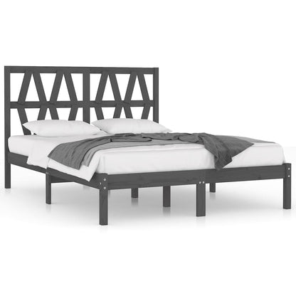 Bed Frame Grey Solid Wood Pine 200x200 cm