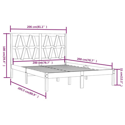 Bed Frame Grey Solid Wood Pine 200x200 cm