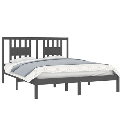 3104075 vidaXL Bed Frame without Mattress Grey Solid Wood 160x200 cm (810029+818682)