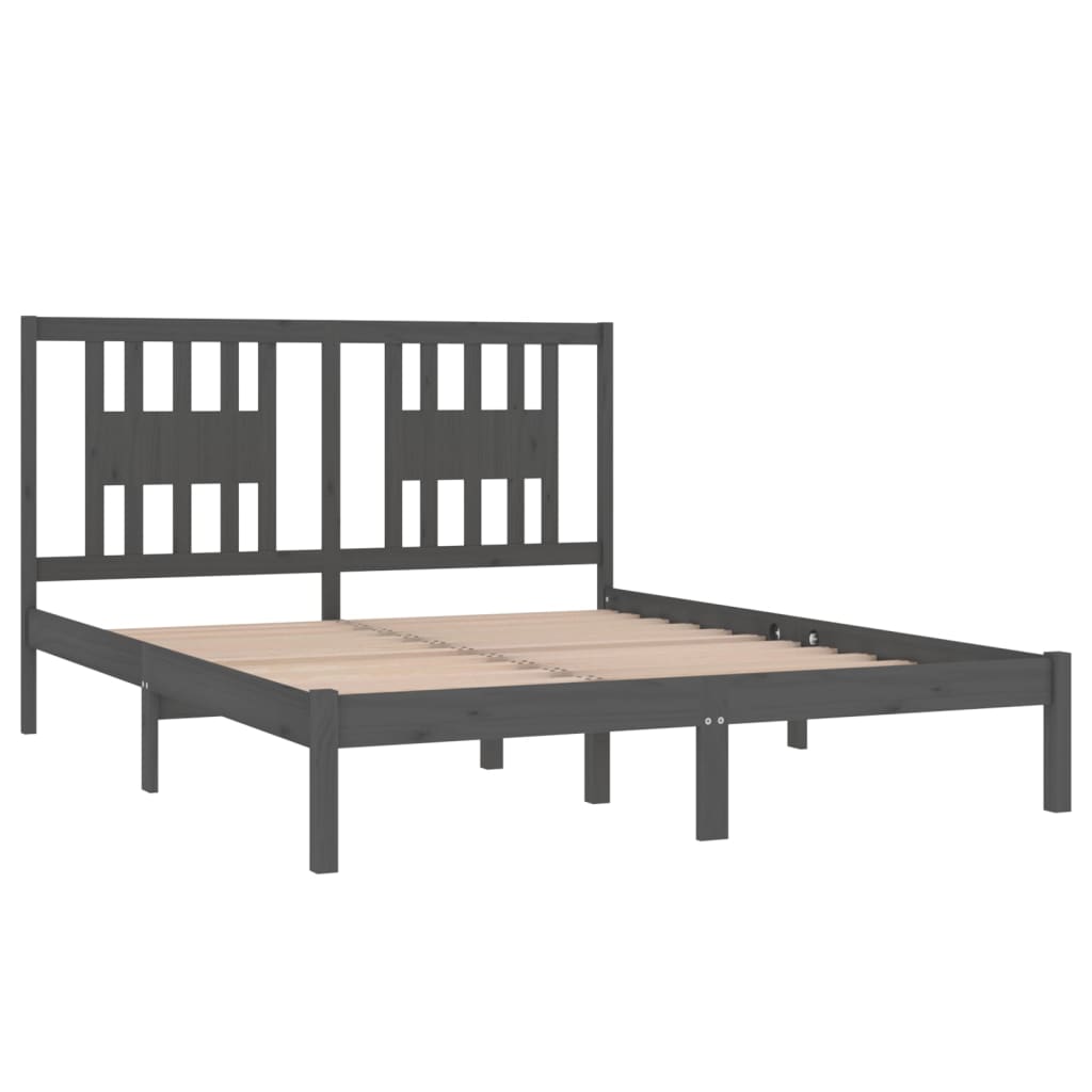 3104075 vidaXL Bed Frame without Mattress Grey Solid Wood 160x200 cm (810029+818682)