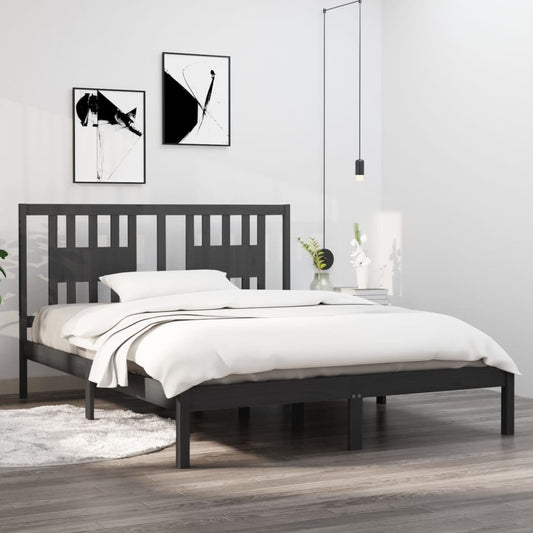 3104075 vidaXL Bed Frame without Mattress Grey Solid Wood 160x200 cm (810029+818682)