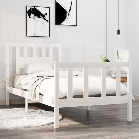 Bed Frame without Mattress White Solid Wood 90x190 cm Single Single