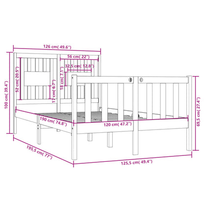 Bed Frame without Mattress 120x190 cm Small Double Solid Wood