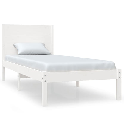 Bed Frame White Solid Wood 75x190 cm Small Single