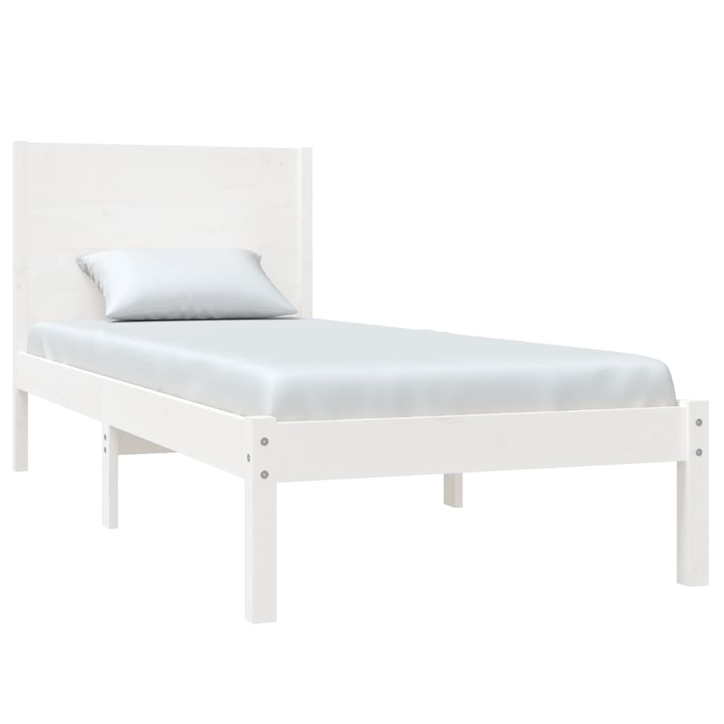 Bed Frame White Solid Wood 75x190 cm Small Single