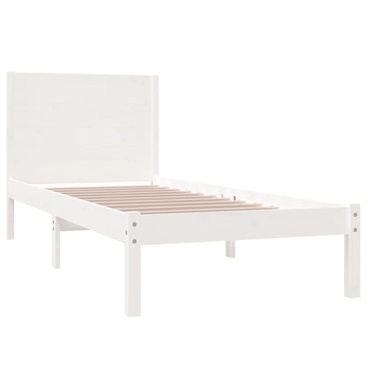 Bed Frame White Solid Wood 75x190 cm Small Single