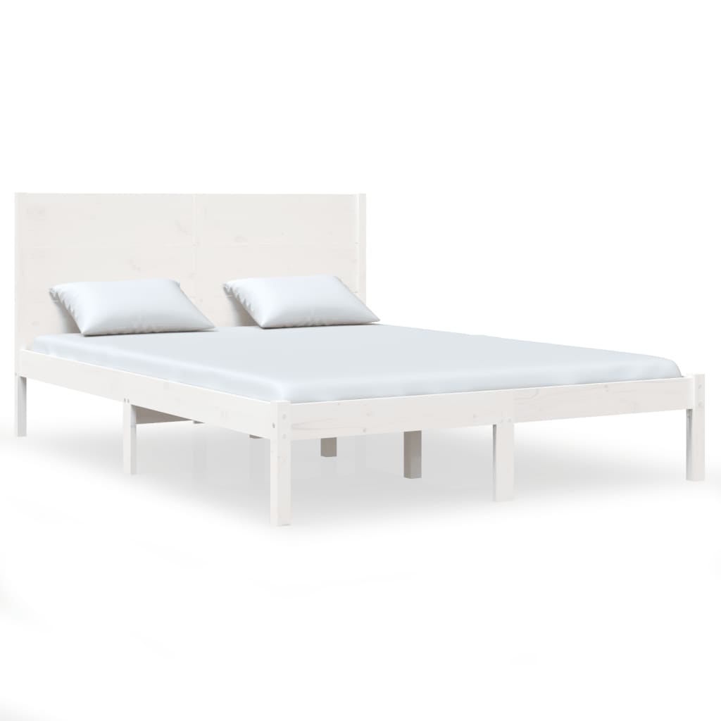 Bed Frame without Mattress White 120x190 cm Small Double Solid Wood