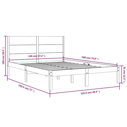 Bed Frame without Mattress White 120x190 cm Small Double Solid Wood