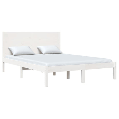 Bed Frame White Solid Wood Pine 140x190 cm