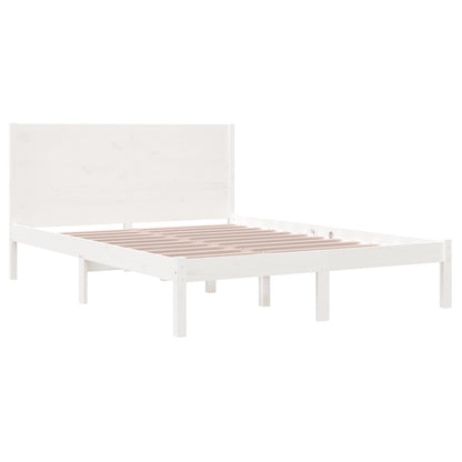 Bed Frame White Solid Wood Pine 140x190 cm