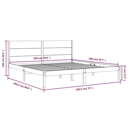 Bed Frame Solid Wood 180x200 cm Super King Size